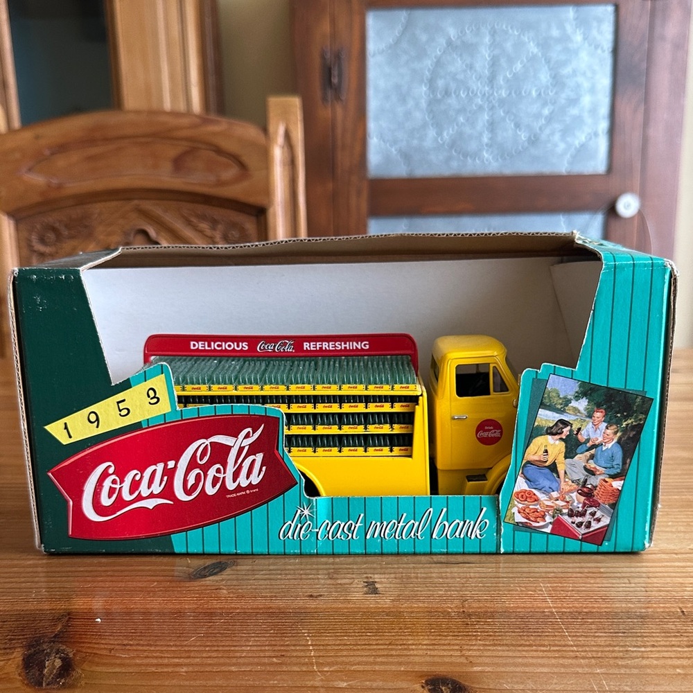 Coca Cola 1959 Die-Cast Metal Bank Truck - Yellow and Red